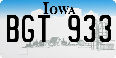 IA license plate BGT933