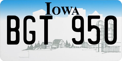 IA license plate BGT950