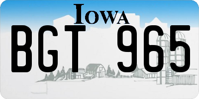 IA license plate BGT965