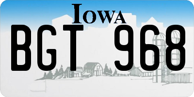 IA license plate BGT968