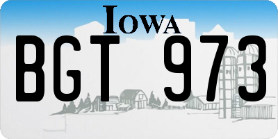 IA license plate BGT973