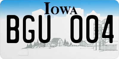 IA license plate BGU004