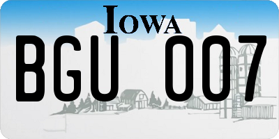 IA license plate BGU007