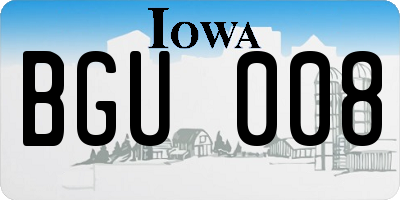 IA license plate BGU008