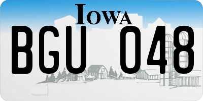 IA license plate BGU048