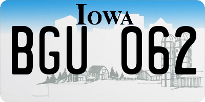 IA license plate BGU062
