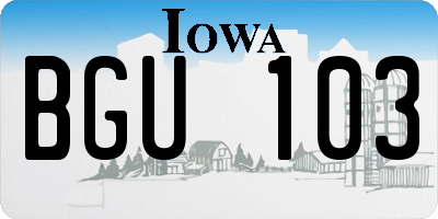 IA license plate BGU103