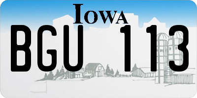IA license plate BGU113