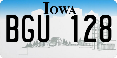 IA license plate BGU128