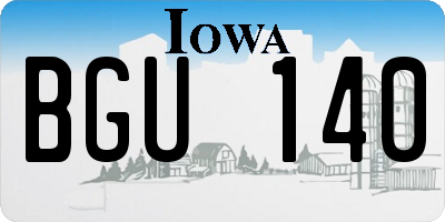 IA license plate BGU140