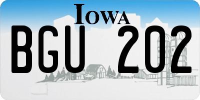 IA license plate BGU202