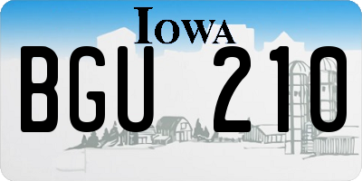 IA license plate BGU210
