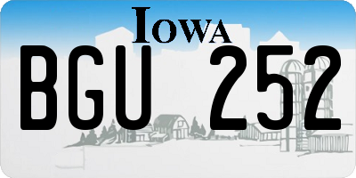 IA license plate BGU252