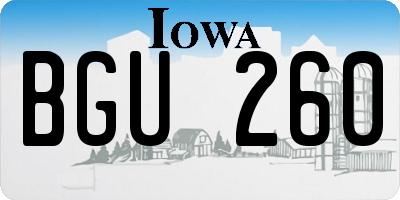 IA license plate BGU260