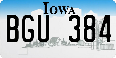 IA license plate BGU384