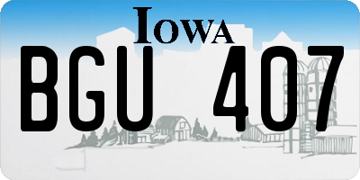 IA license plate BGU407