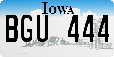IA license plate BGU444