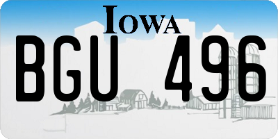 IA license plate BGU496