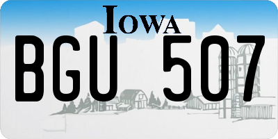 IA license plate BGU507