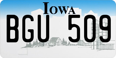 IA license plate BGU509
