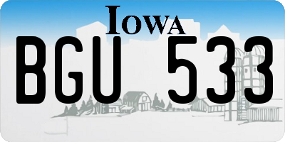 IA license plate BGU533