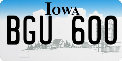 IA license plate BGU600