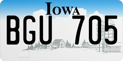 IA license plate BGU705