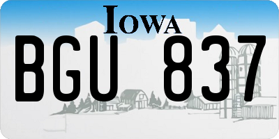 IA license plate BGU837