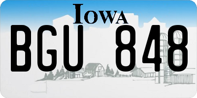 IA license plate BGU848