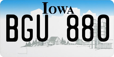 IA license plate BGU880