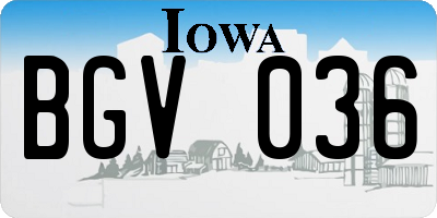 IA license plate BGV036