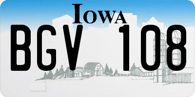 IA license plate BGV108