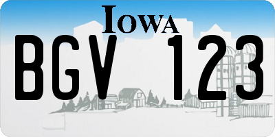 IA license plate BGV123