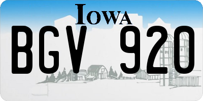 IA license plate BGV920