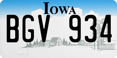 IA license plate BGV934