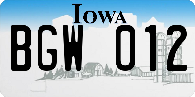 IA license plate BGW012