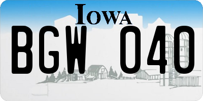 IA license plate BGW040