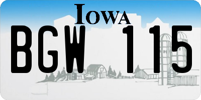 IA license plate BGW115
