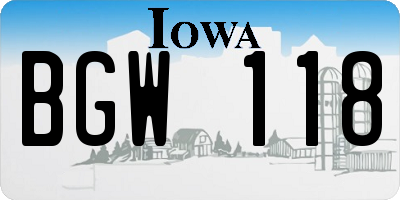 IA license plate BGW118