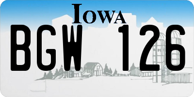 IA license plate BGW126