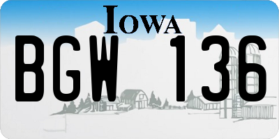 IA license plate BGW136