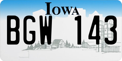 IA license plate BGW143