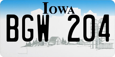 IA license plate BGW204