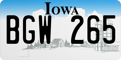 IA license plate BGW265