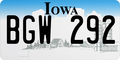 IA license plate BGW292
