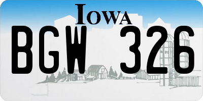 IA license plate BGW326