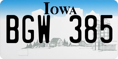 IA license plate BGW385