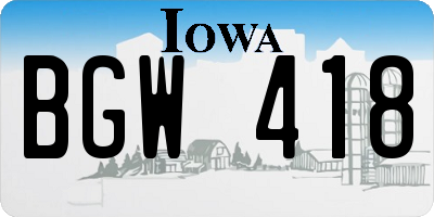 IA license plate BGW418