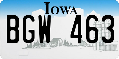 IA license plate BGW463