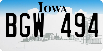 IA license plate BGW494